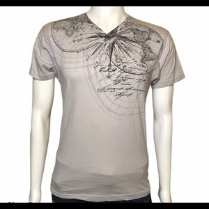 Grey APT. 9 Compass Map V neck Tee